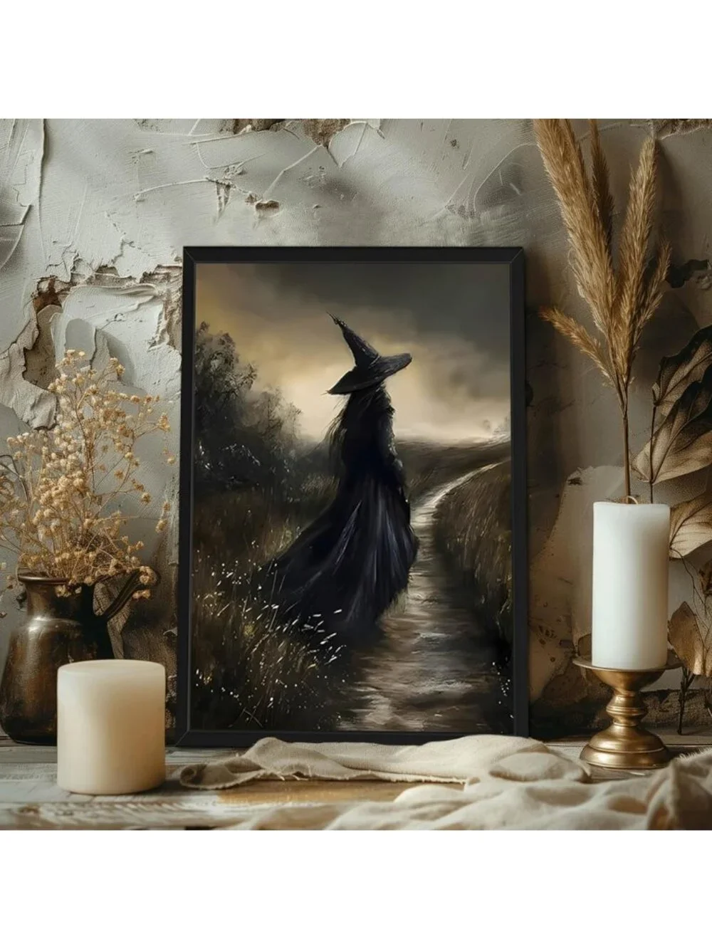 Set of 3 Dark Academia Wall Art - Vintage Gothic Skull & Haunted House Decor